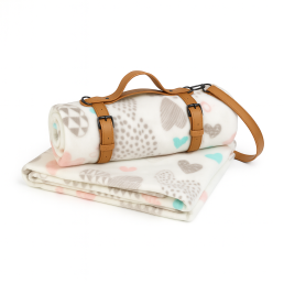 Плед тревел легкий флісовий Ніжні серця 150x200 см з ременем Love You