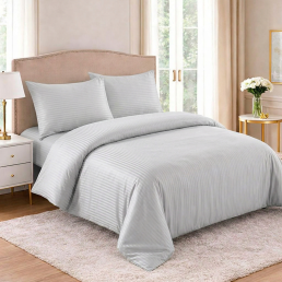 Наволочка 50×70 см мікрофібра Страйп світло-сіра Love You