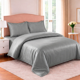 Наволочка 50×70 см мікрофібра Страйп сіра Love You