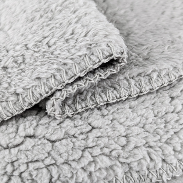 Уцінка!Плед-ковдра з шерпи та флісу світло-сірий 200х220 Love You