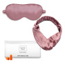 Набір:маска пов'язка для волосся чех беруші Love You Темно-рожевий 100% шовк
