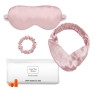 Набір: маска + пов'язка для волосся + гумка + чех + беруші Love You Рожевий 100% шовк