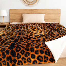 Плед флісовий Sherpa Дикий Леопард двосторонній Love You