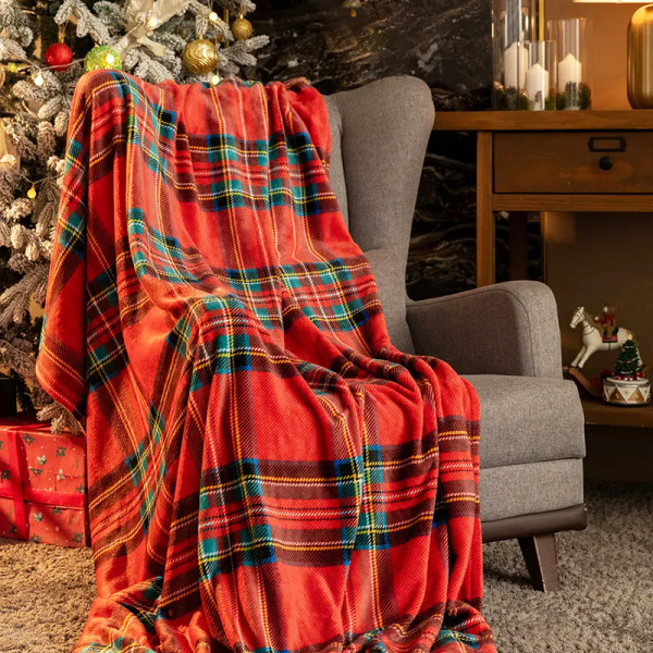 Набір із двох пледів фліс Класична клітинка 150x200 см Love You