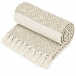Рушник-пештемаль бавовняний для дому та відпочинку 100х180 см бежевий LoveYouHome
