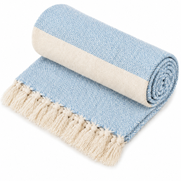 Рушник-пештемаль бавовняний для дому та відпочинку 100х180 см блакитний LoveYouHome