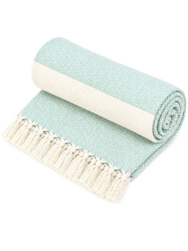 Рушник-пештемаль бавовняний для дому та відпочинку 100х180 см м'ятний LoveYouHome
