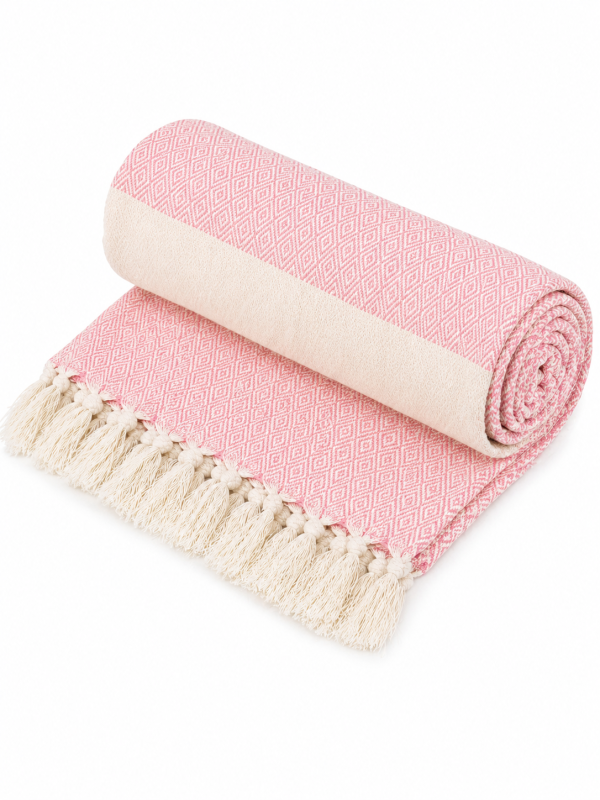 Рушник-пештемаль бавовняний для дому та відпочинку 100х180 см рожевий LoveYouHome