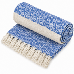 Рушник-пештемаль бавовняний для дому та відпочинку 100х180 см синій LoveYouHome