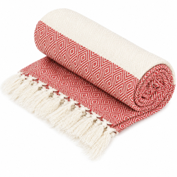 Рушник-пештемаль бавовняний для дому та відпочинку 100х180 см червоний LoveYouHome