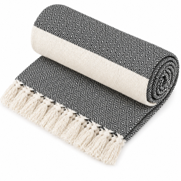 Рушник-пештемаль бавовняний для дому та відпочинку 100х180 см чорний LoveYouHome