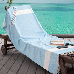Рушник-пештемаль бавовняний для дому та відпочинку 100х180 см блакитний LoveYouHome