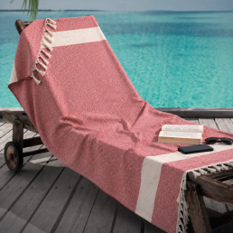 Рушник-пештемаль бавовняний для дому та відпочинку 100х180 см червоний LoveYouHome