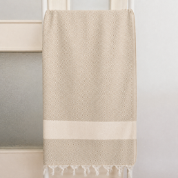 Рушник-пештемаль бавовняний для дому та відпочинку 100х180 см бежевий LoveYouHome