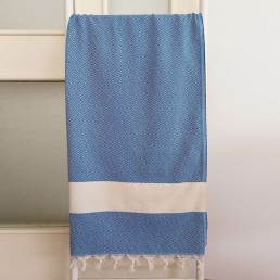 Рушник-пештемаль бавовняний для дому та відпочинку 100х180 см синій LoveYouHome