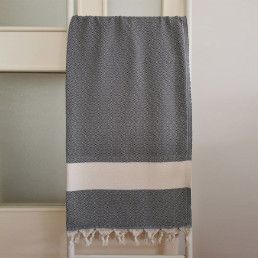 Рушник-пештемаль бавовняний для дому та відпочинку 100х180 см чорний LoveYouHome