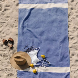 Рушник-пештемаль бавовняний для дому та відпочинку 100х180 см синій LoveYouHome