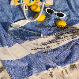 Рушник-пештемаль бавовняний для дому та відпочинку 100х180 см синій LoveYouHome