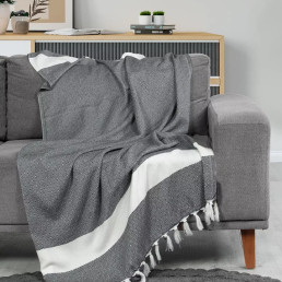 Рушник-пештемаль бавовняний для дому та відпочинку 100х180 см чорний LoveYouHome