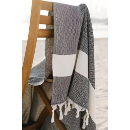 Рушник-пештемаль бавовняний для дому та відпочинку 100х180 см чорний LoveYouHome