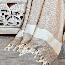 Рушник-пештемаль бавовняний для дому та відпочинку 100х180 см бежевий LoveYouHome